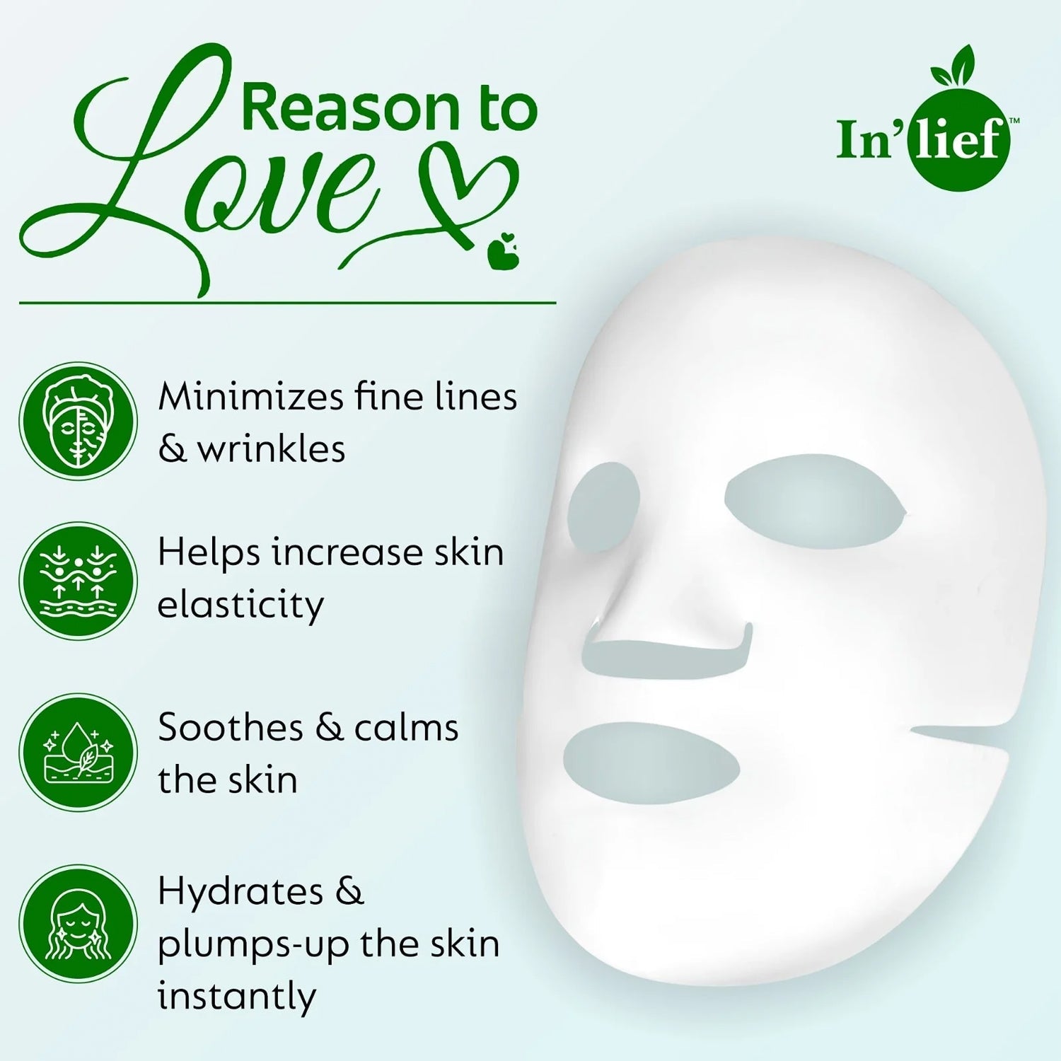 In’lief Hyaluronic Acid 0.1% & Aloe Vera 0.5% Hydrating Facial mask (1 Pc) In’lief Hyaluronic Acid 0.1% & Aloe Vera 0.5% Hydrating Facial mask (1 Pc)